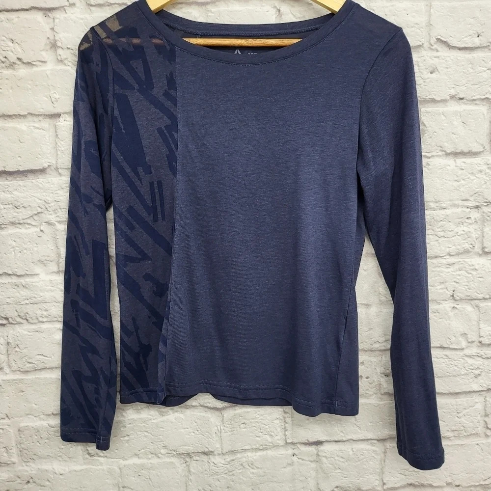 REEBOK Crossfit Burnout Long Sleeve Tee Blue Sz XS